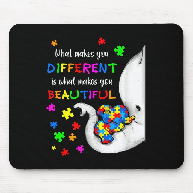 What Makes You Different Elephant Mom Autism Child Mouse Pad (Front)