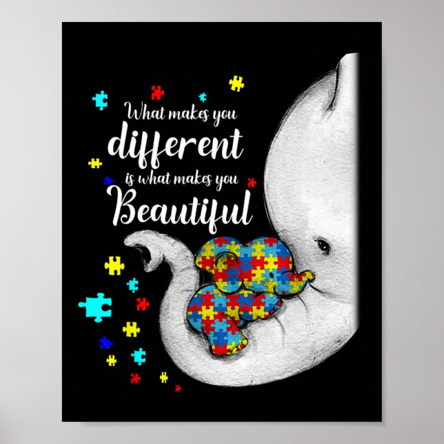 What Makes You Different Elephant Mom Autism Child Poster (Front)