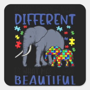 What Makes You Different Elephant Mom Autism Child Square Sticker