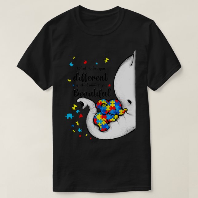 What Makes You Different Elephant Mom Autism Child T-Shirt (Design Front)