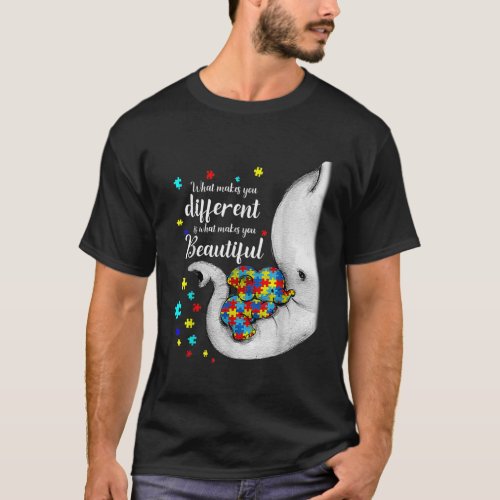 What Makes You Different Elephant Mom Autism Child T_Shirt