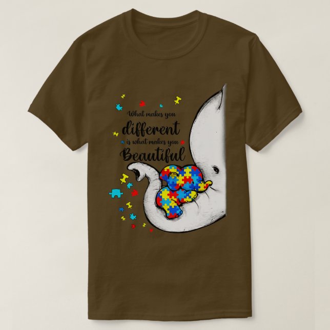 What Makes You Different Elephant Mom Autism Child T-Shirt (Design Front)