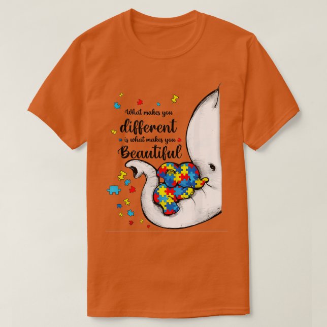 What Makes You Different Elephant Mom Autism Child T-Shirt (Design Front)