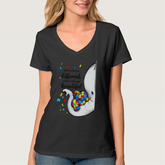 What Makes You Different Elephant Mom Autism Child T-Shirt (Front)