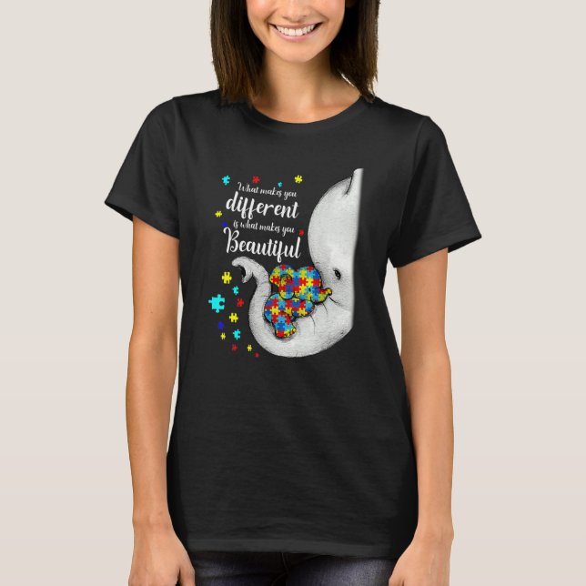 What Makes You Different Elephant Mom Autism Child T-Shirt (Front)