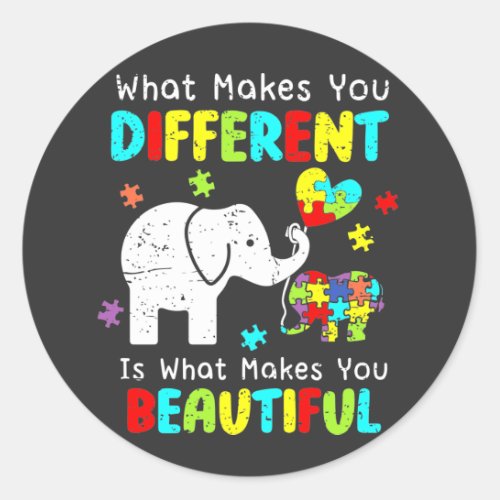 What Makes You Different Elephant Mom Autism Classic Round Sticker