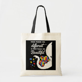 What Makes You Different Elephant Mom Autism Tote Bag