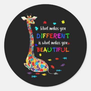 What Makes You Different Giraffe Mom Autism Child Classic Round Sticker