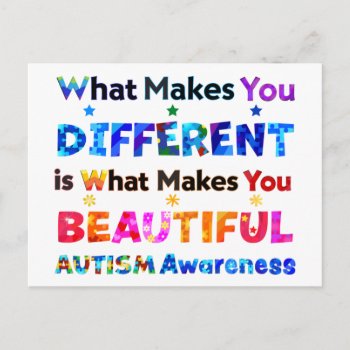 What Makes You Different Is Beautiful Postcard by AutismSupportShop at Zazzle