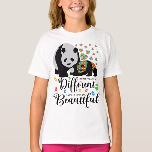 What Makes You Different Panda Bear Autism Child T_Shirt