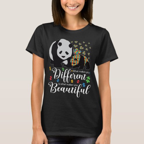 What Makes You Different Panda Bear Mom Autism T_Shirt