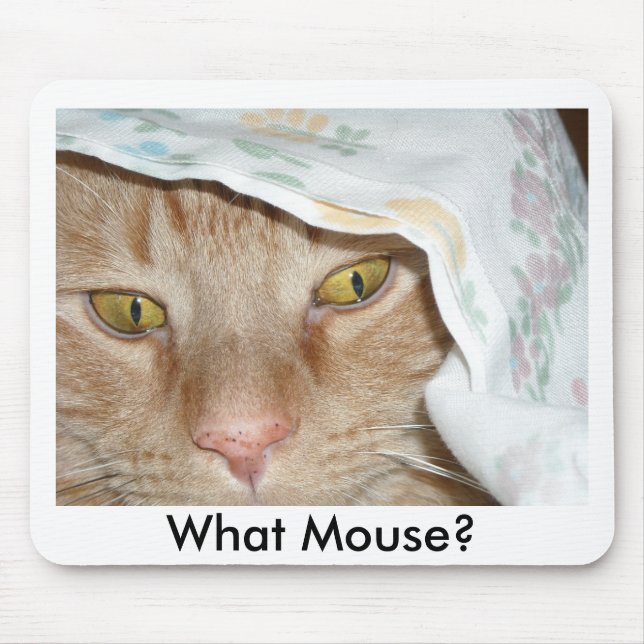 What Mouse/Orange Tabby Cat Humor Mouse Pad (Front)