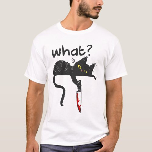 What Murder Cat Bloody Knife Cat Lover T_Shirt