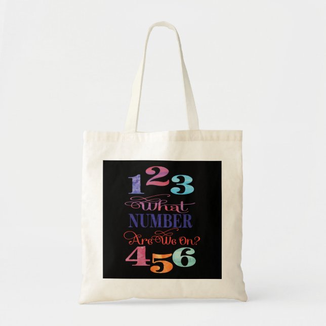 What Number Are We On? Bunco Typography Black Tote Bag (Front)