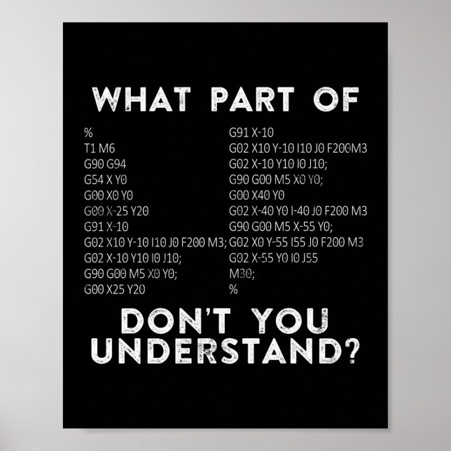 What Part Of Don't You Understand? CNC Machinist Poster (Front)