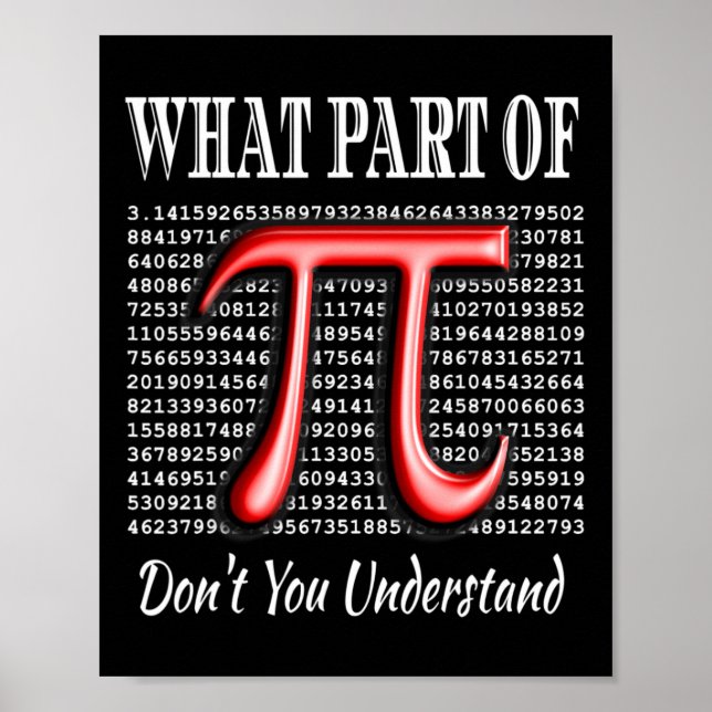 What Part Of Don't You Understand Gift Math Pi Day Poster (Front)