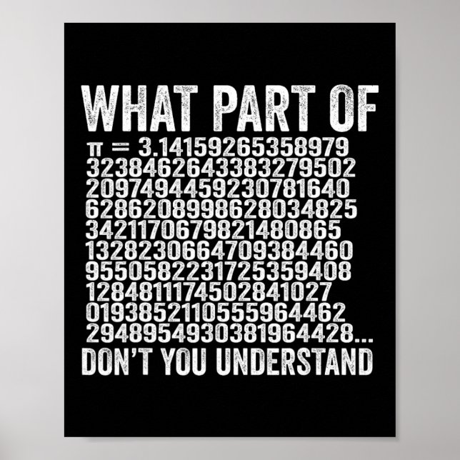 What Part Of Don't You Understand Pi Number Funny  Poster (Front)