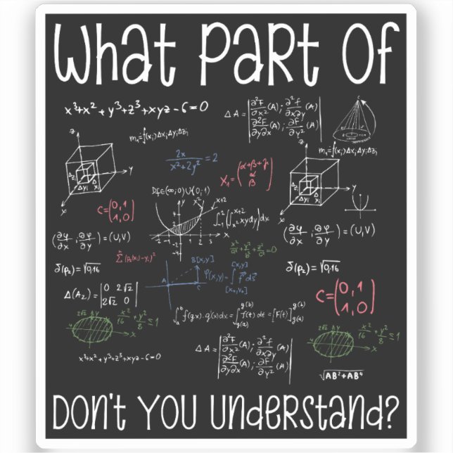 What Part Of Equations Don't You Understand Math Sticker (Front)