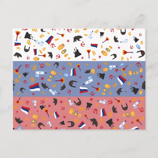 What Russia is famous for icons on postcard (Front)