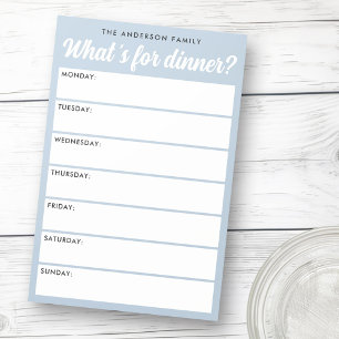 What 's for dinner light dusty blue weekly planner post-it notes