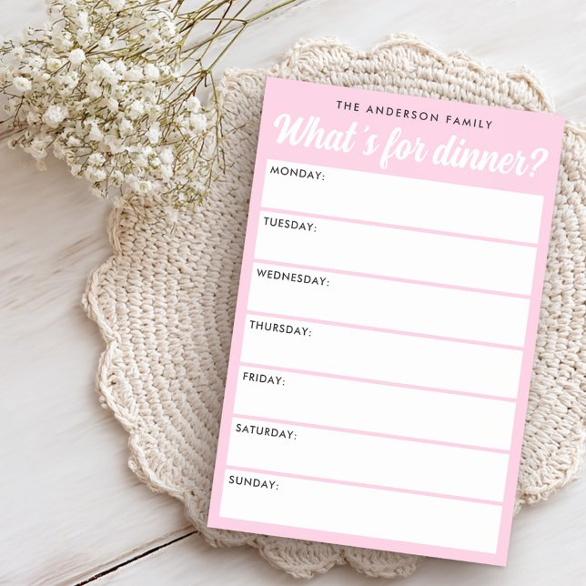 What 's for dinner light pink weekly planner post-it notes (What 's for dinner light pink weekly planner post-it notes)