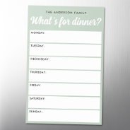 What 's For Dinner Light Sage Green Weekly Planner Magnetic Dry Erase Sheet at Zazzle
