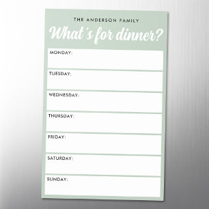 What 's for dinner light sage green weekly planner magnetic dry erase sheet