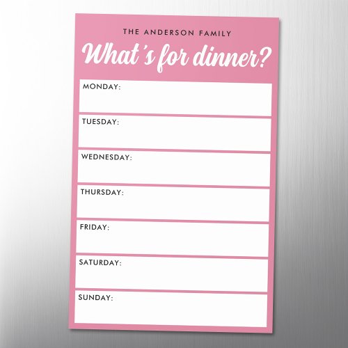 What s for dinner weekly planner magnetic dry erase sheet