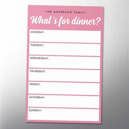 What 's For Dinner Weekly Planner Magnetic Dry Erase Sheet