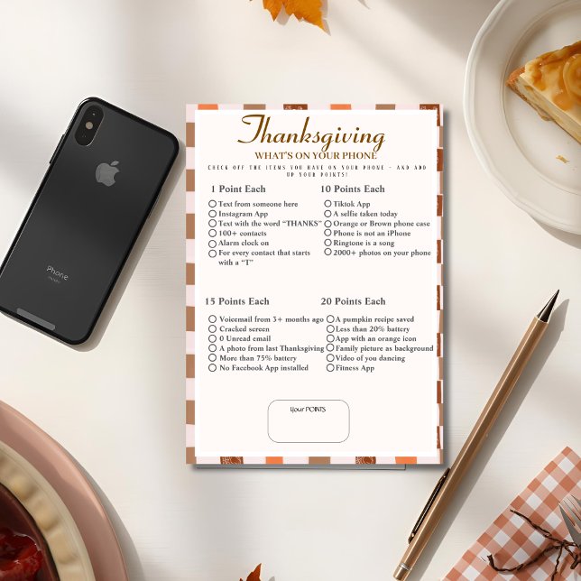 What’s in Your Phone? Retro thanksgiving Game  Invitation (What’s in Your Purse? Retro thanksgiving Game Invitation)