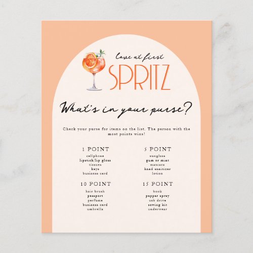 Whats in your Purse Aperol Spritz Bridal Shower