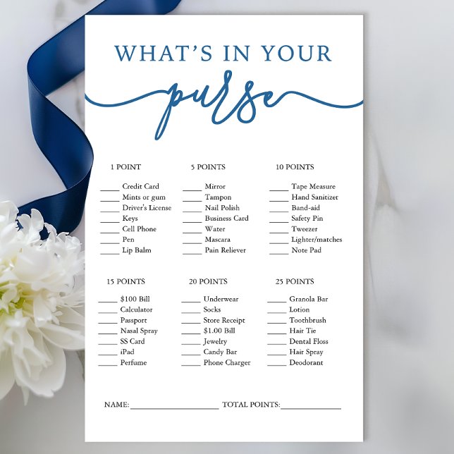 What’s In Your Purse Game – Blue Bridal Shower  (Fun Bridal Shower Game)