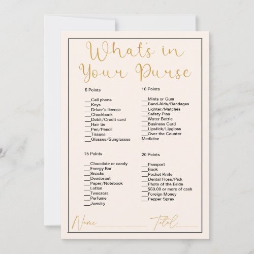 Whats In Your Purse Seashell Bridal Shower Invitation