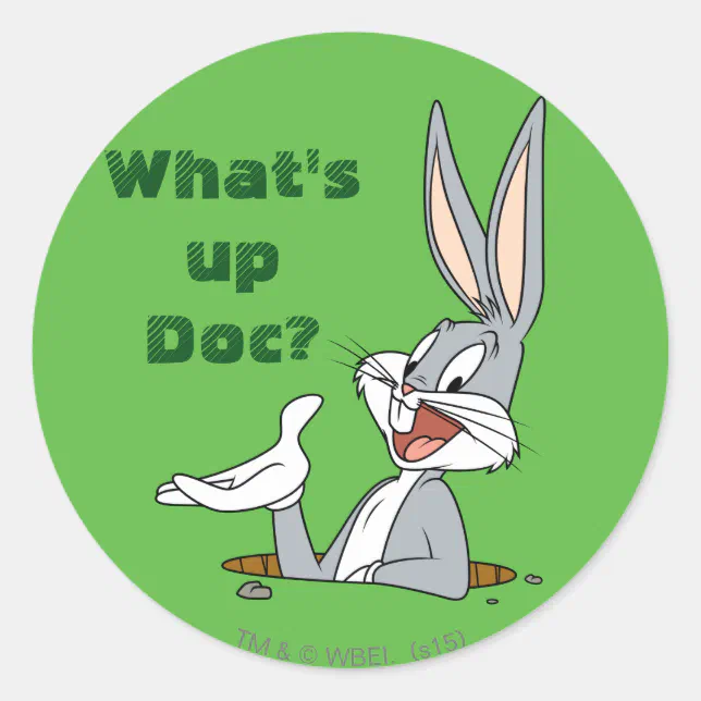 WHAT'S UP DOC?™ BUGS BUNNY™ Rabbit Hole Classic Round Sticker Zazzle