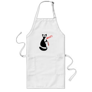 WHAT? Scary Black Cat, Funny Cat, Cat mom Long Apron