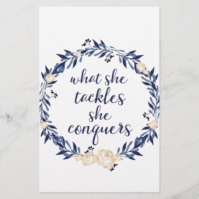 What She Tackles She Conquers Stationery (Front)