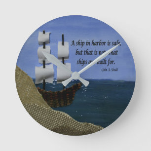 What Ships are Built For Fabric Collage Round Cloc Clock
