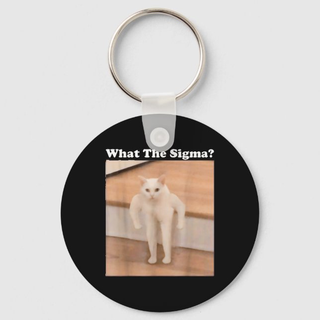What Sigma Meme Cat Meme Internet Memes Funny Meme Keychain (Front)