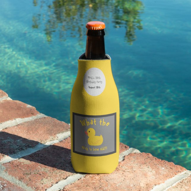 What the Duck Birthday Funny Yellow Bottle Cooler (In Situ Pool)