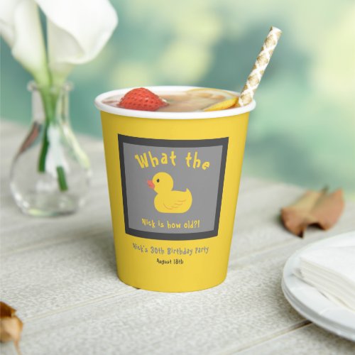 What the Duck Birthday Funny Yellow Paper Cups