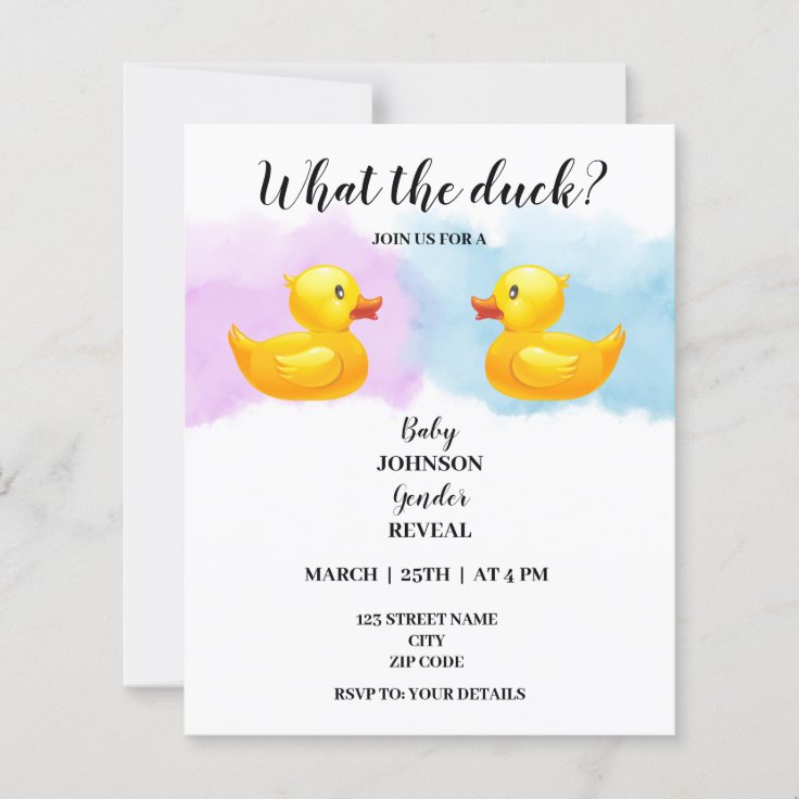 What the duck gender reveal invitation | Zazzle