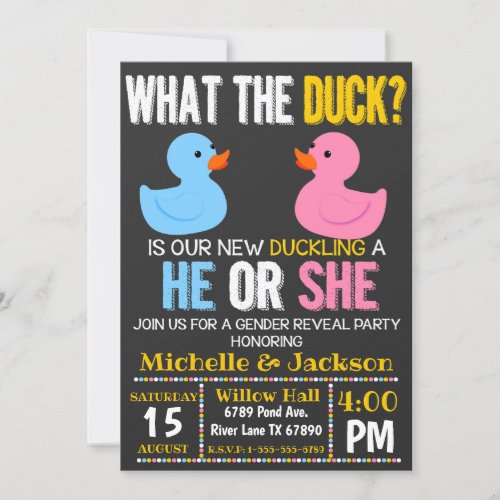 What the Duck He or She  Gender Reveal Invitation