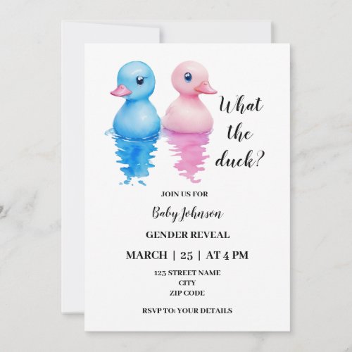 What the duck themed gender reveal invitation