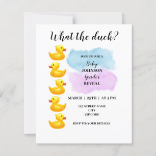 What the duck themed gender reveal invitation
