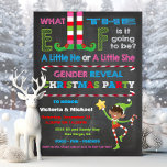 What the Elf Christmas Baby Shower Reveal Invitation<br><div class="desc">What the Elf is the baby going to be Baby Reveal Shower invitations. Features a merry African American black elf, elf legs, candy canes and fun colorful fonts on a dark chalkboard background. Perfect for a Christmas Holiday Gender reveal baby shower! All wording can be changed under the candy cane....</div>