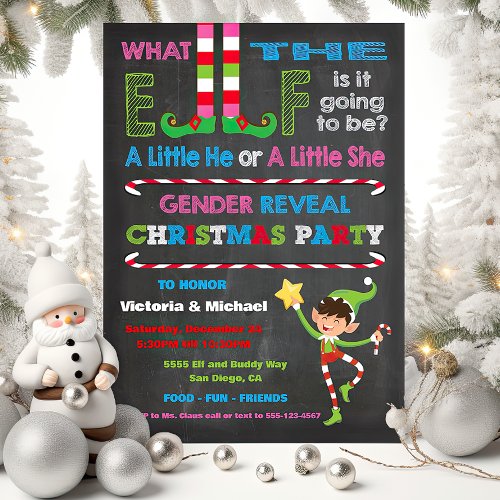 What the Elf Christmas Baby Shower Reveal Invitation