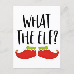 What the Elf Funny Christmas Elf Santa Claus Holiday Postcard