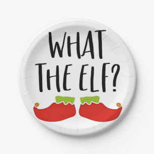 What the Elf Funny Christmas Elf Santa Claus Paper Plates