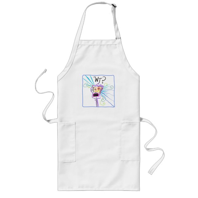 WHAT THE ?? EMOJI Meemogie Long Apron (Front)