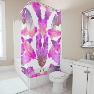 What the Flock! Flamingo Pink feathers Shower Curtain